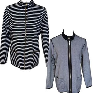 Ralph Lauren Black & White Stripe Reversible Jacket Classic Preppy Plus Sz 1X